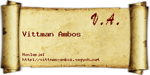 Vittman Ambos névjegykártya